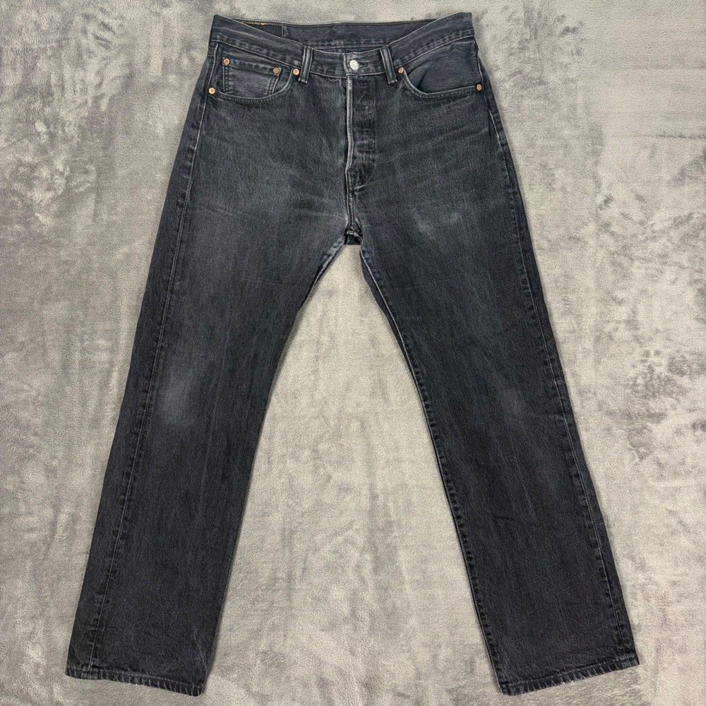 Levi's Jeans Mens 34x32 Black 501 Original Fit Straight Leg Button Fly Denim